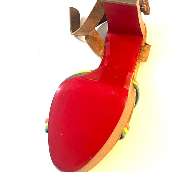 Christian Louboutin Rainbow Knot Suede Platform Sandals - Picture 8 of 9